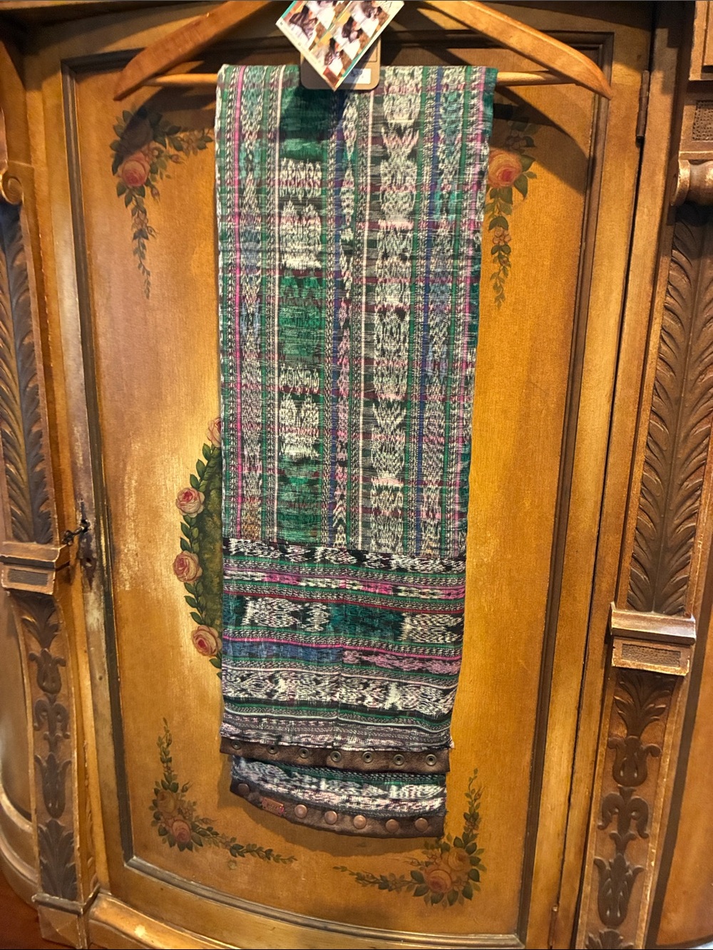 Handwoven Green Patterned Scarf Wrap